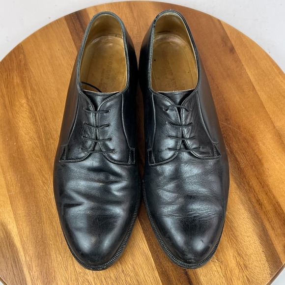Mens Giorgio Armani Black Leather Plain Toe Oxford Dress Shoes Size 9.5 M GUC - Picture 7 of 9